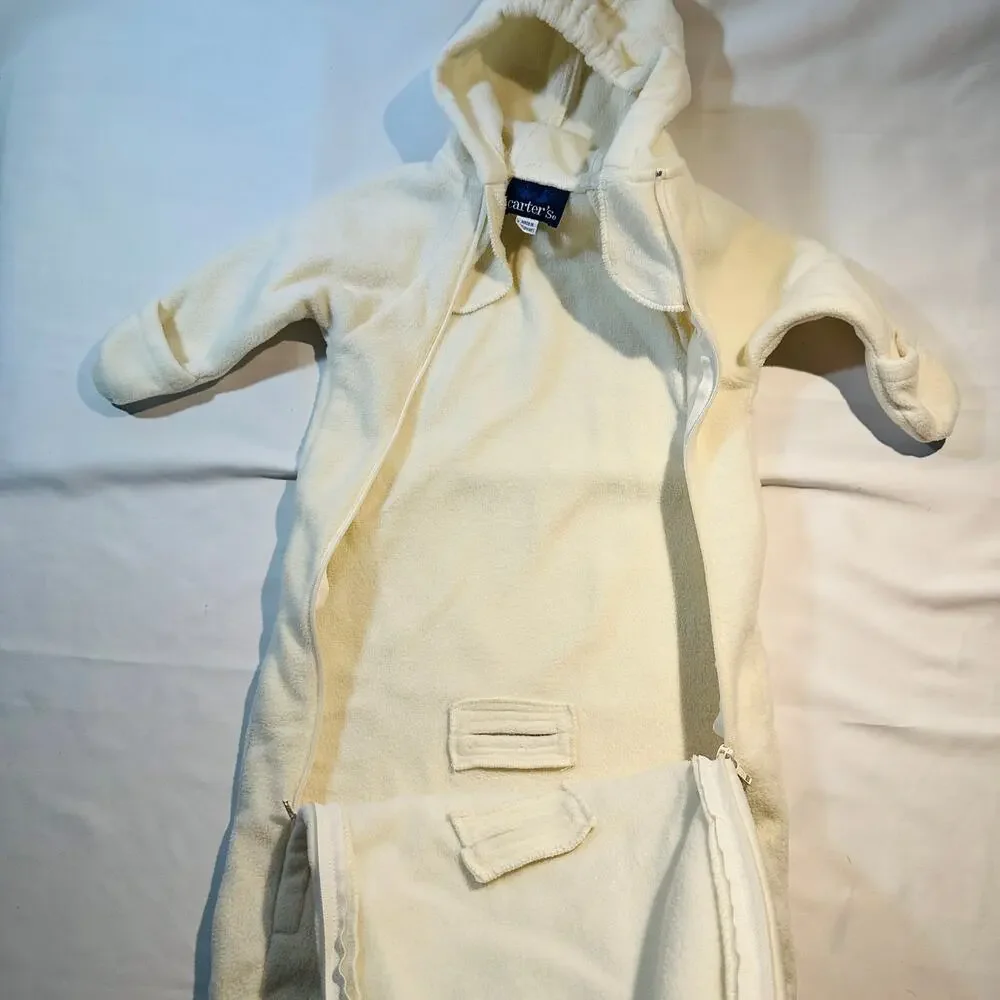 Vintage Carters Polar Bear Fleece Winter Bunting w/ Hood Gender Neutral
